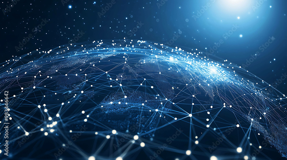 A digital world map with glowing lines connecting dots, representing a global network. A digital world map with glowing lines connecting dots, representing a global network.