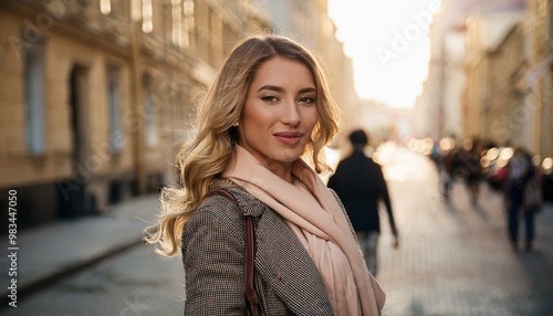 beautiful young woman walking, AI generated