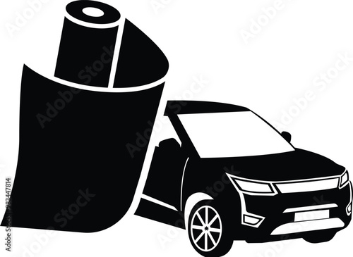 Car wrap icon. Paint Protection Film, PPF. Vinyl wrap. Car wrapping vector illustration