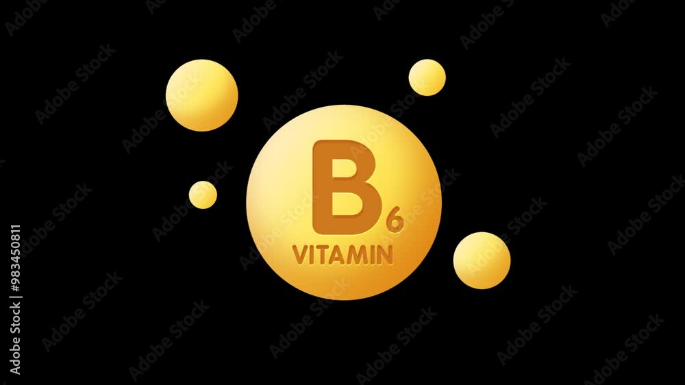 Vitamin B6 bubble animation, Medical concepts, Alpha channel, transparent background. 4K resolution Vitamin B6 bubble animation, Medical concepts, Alpha channel, transparent background. 4K resolution