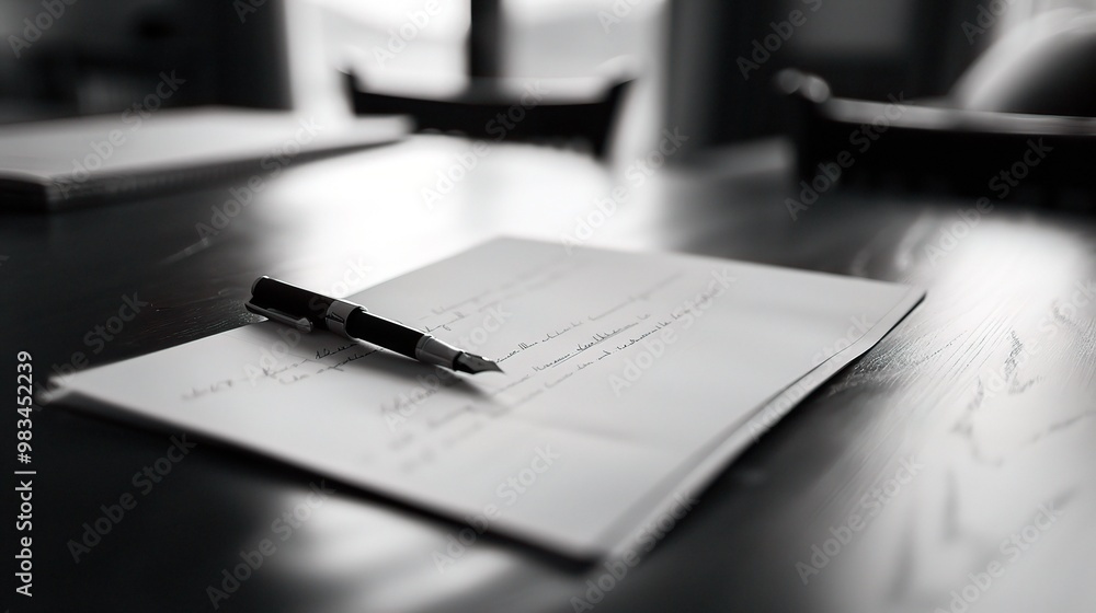 A scene depicting the act of resignation. There is a person sitting across from an authority figure, perhaps a boss A scene depicting the act of resignation. There is a person sitting across from an authority figure, perhaps a boss