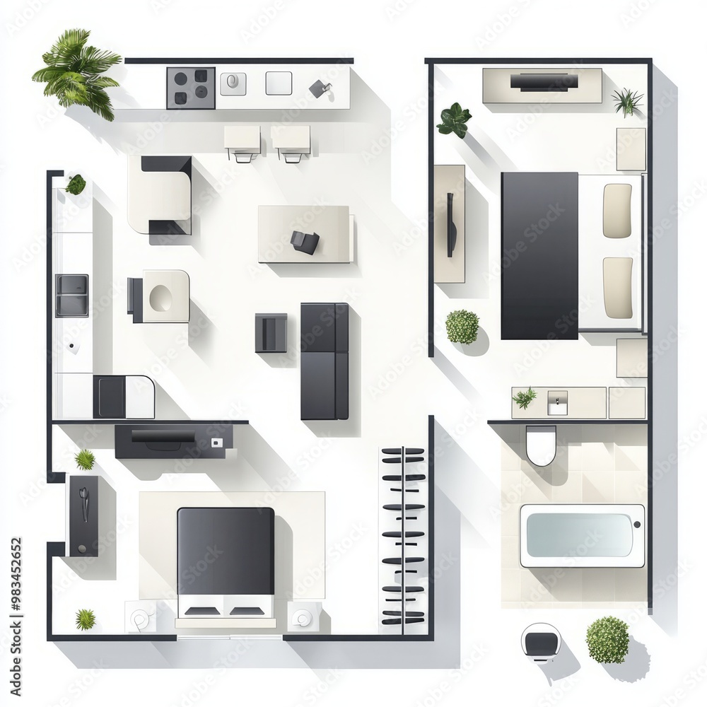 Modern Apartment Floor Plan with Open Spaces Modern Apartment Floor Plan with Open Spaces