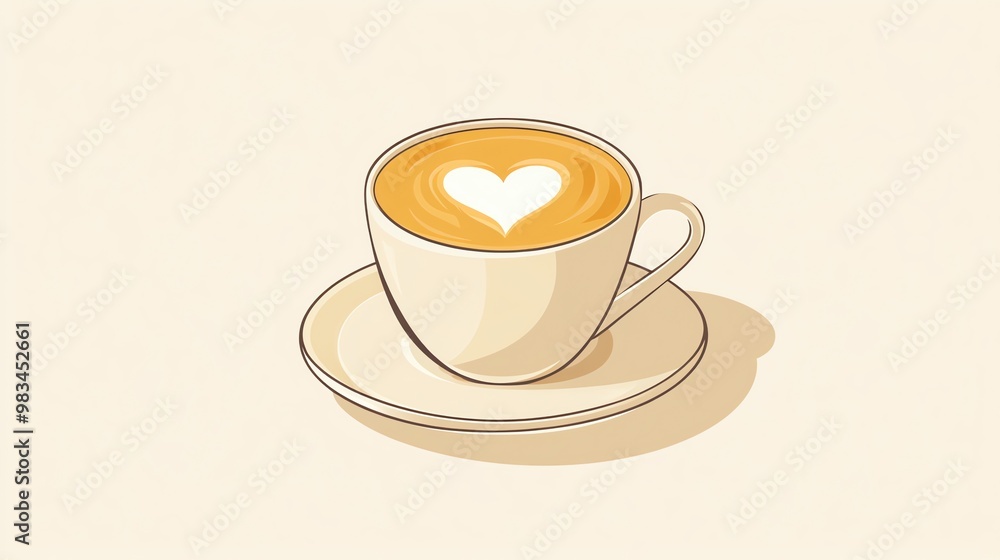 Obraz premium A cup of latte with a heart design in the foam.