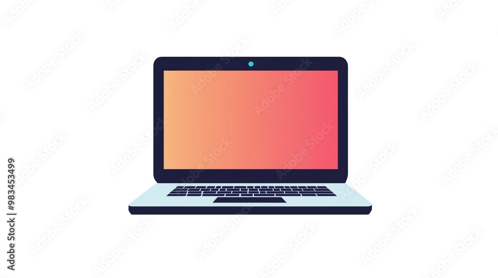 A modern laptop computer with a gradient screen. A modern laptop computer with a gradient screen.