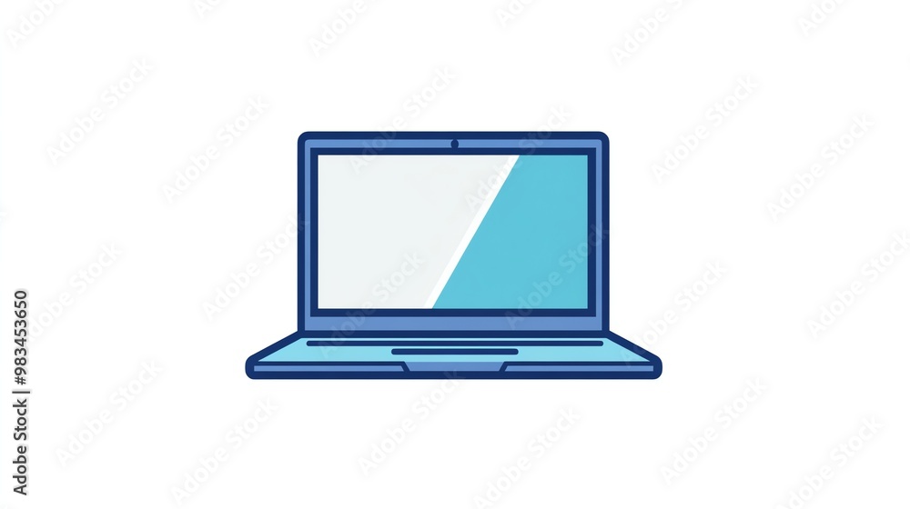 A simple illustration of a blue laptop. A simple illustration of a blue laptop.