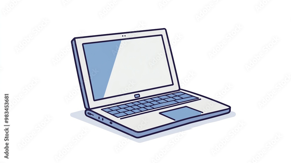 Simple line art illustration of a laptop computer. Simple line art illustration of a laptop computer.