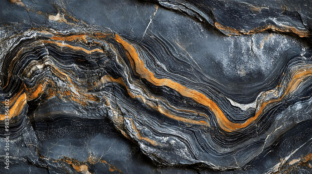 Closeup of black and gold rock formation. Closeup of black and gold rock formation.