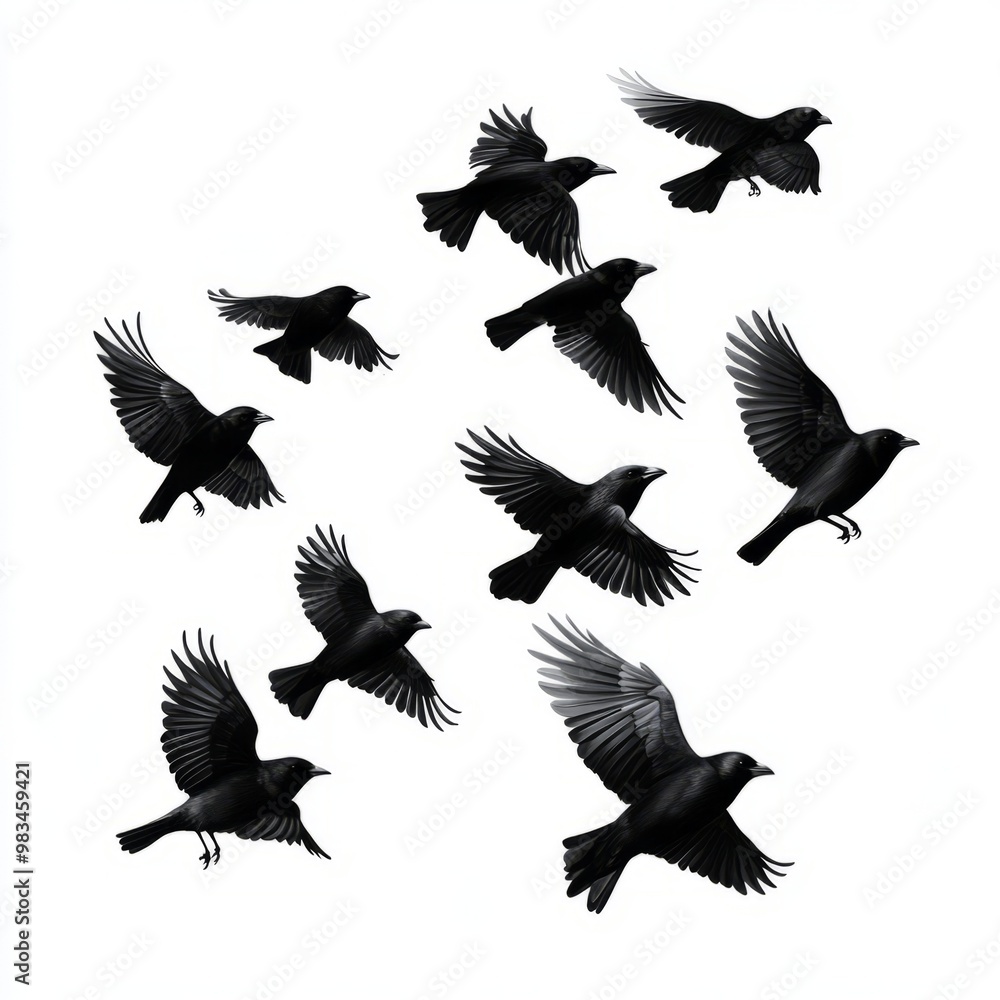 Fototapeta premium Flock of Birds in Flight Illustrating Freedom and Movement