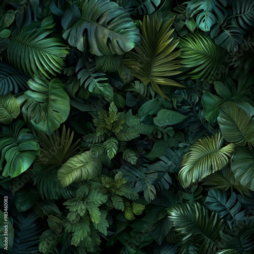 Lush Green Tropical Leaves Background