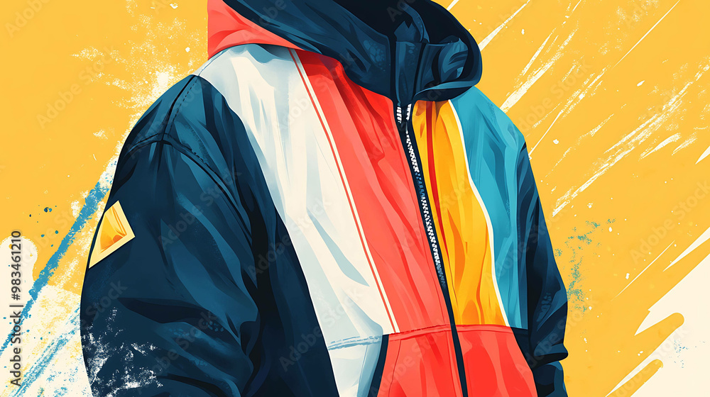 Fototapeta premium A colorful and stylish jacket with a yellow background.