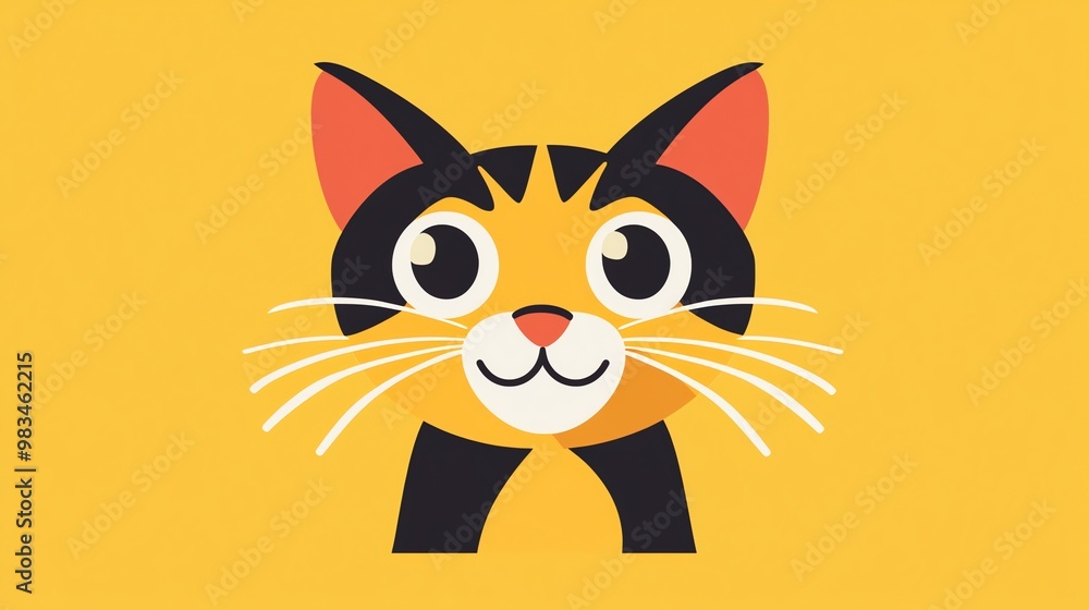 A cute cartoon cat with big eyes and a smile. A cute cartoon cat with big eyes and a smile.