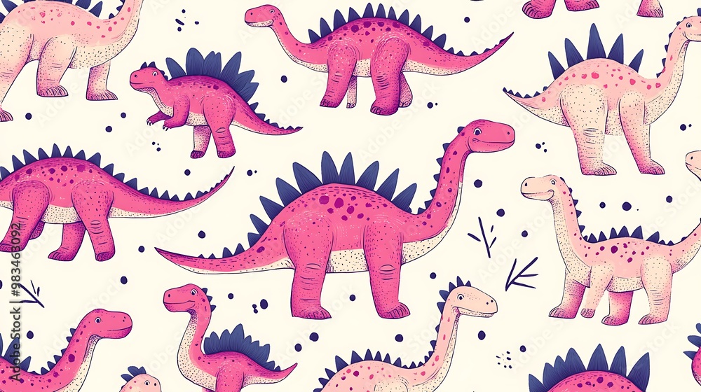 A colorful pattern featuring various cartoon dinosaurs in playful poses. A colorful pattern featuring various cartoon dinosaurs in playful poses.