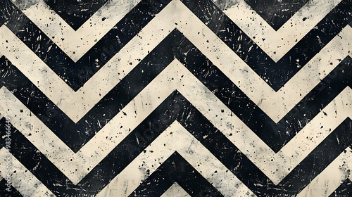 Black and white chevron pattern with a grunge texture.