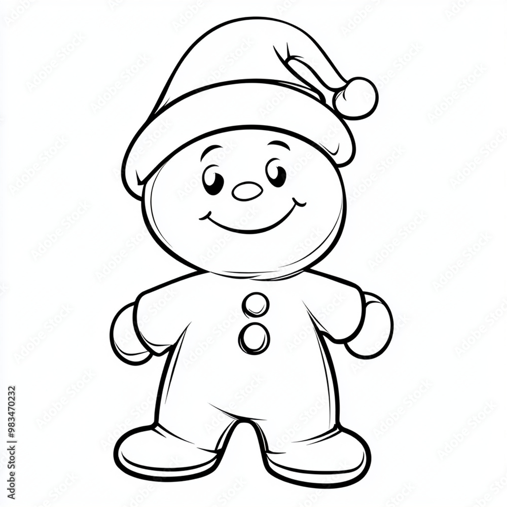 Smiling Gingerbread Man Christmas Line Art Drawing Smiling Gingerbread Man Christmas Line Art Drawing