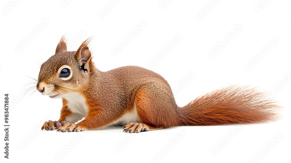 A realistic illustration of a squirrel in a side view, showcasing its features and fur texture. A realistic illustration of a squirrel in a side view, showcasing its features and fur texture.