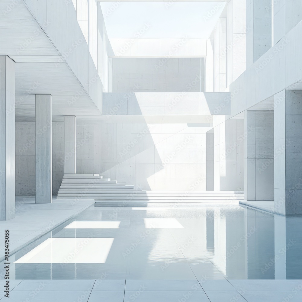 Fototapeta premium Modern Minimalist Architecture with Natural Light