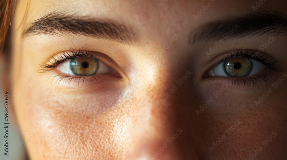 Fototapeta premium Close-up of a Woman's Eyes with Freckles