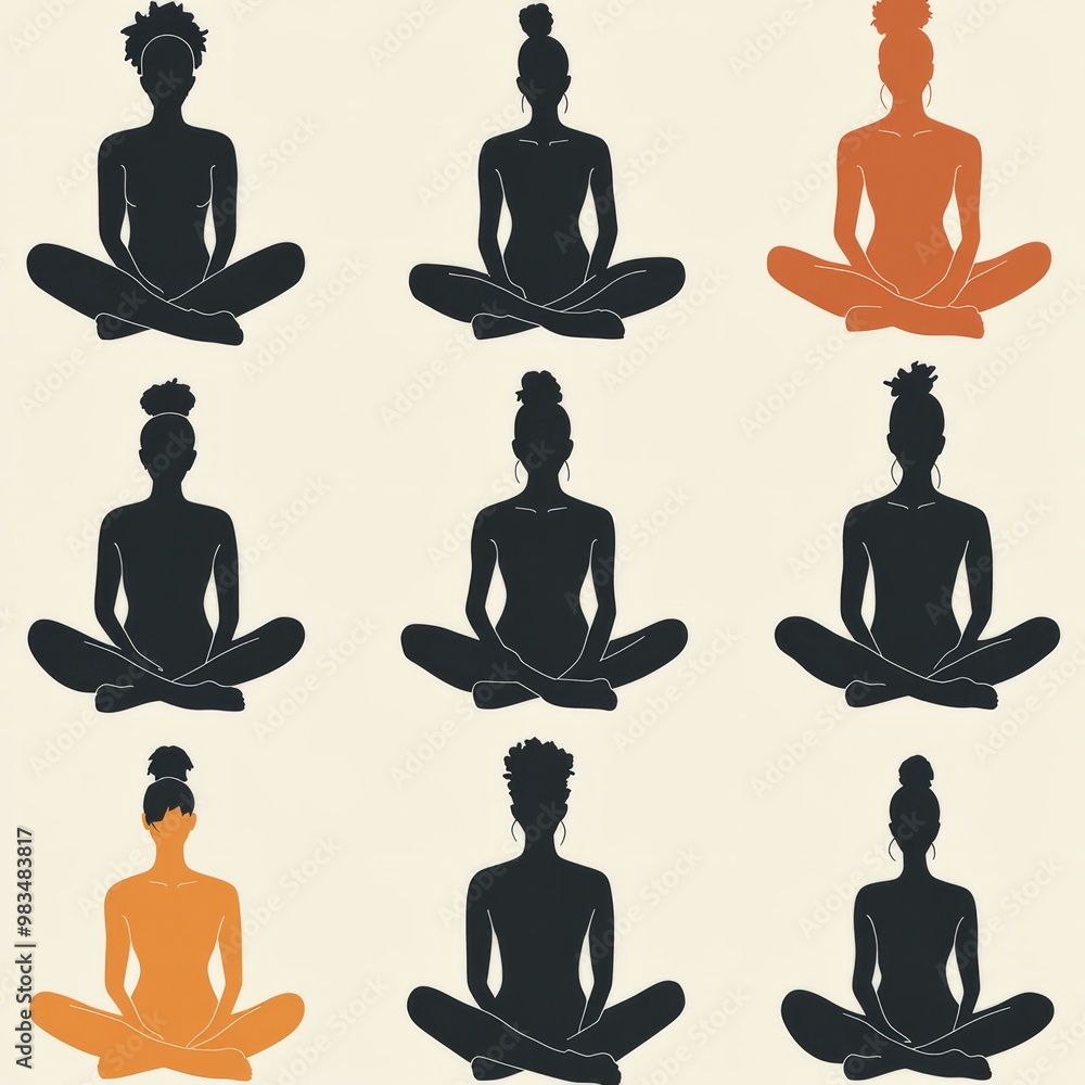 Diverse Yoga Poses Silhouette Collection for Wellness and Mindfulness Diverse Yoga Poses Silhouette Collection for Wellness and Mindfulness