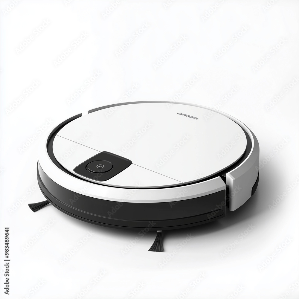 Sleek Robotic Vacuum Cleaner: Oval-Shaped and White for Efficient Cleaning Sleek Robotic Vacuum Cleaner: Oval-Shaped and White for Efficient Cleaning