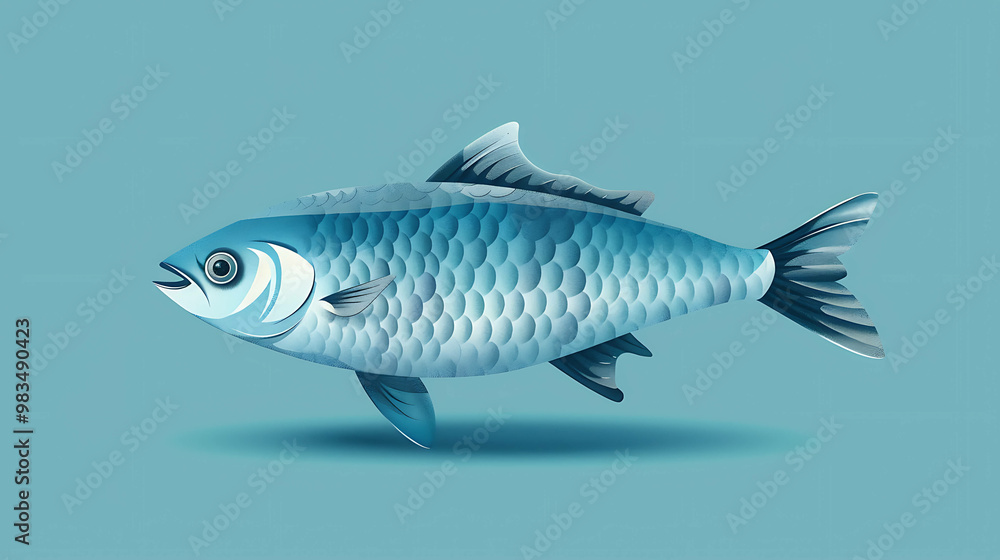 Blue fish with silver scales. Blue fish with silver scales.