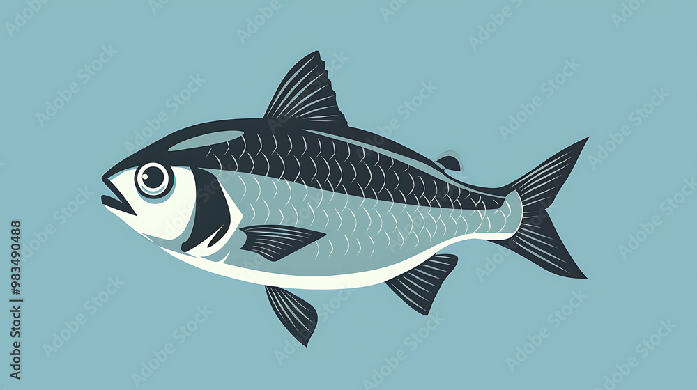 Simple illustration of a fish with scales. Simple illustration of a fish with scales.