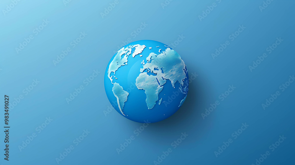 A 3D illustration of the Earth on a solid blue background. A 3D illustration of the Earth on a solid blue background.