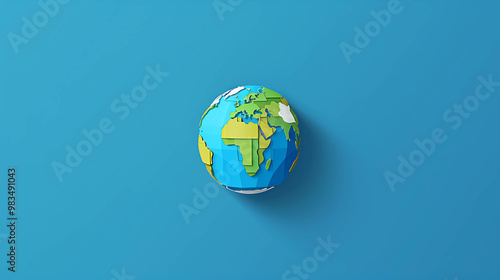 Paper globe on blue background.