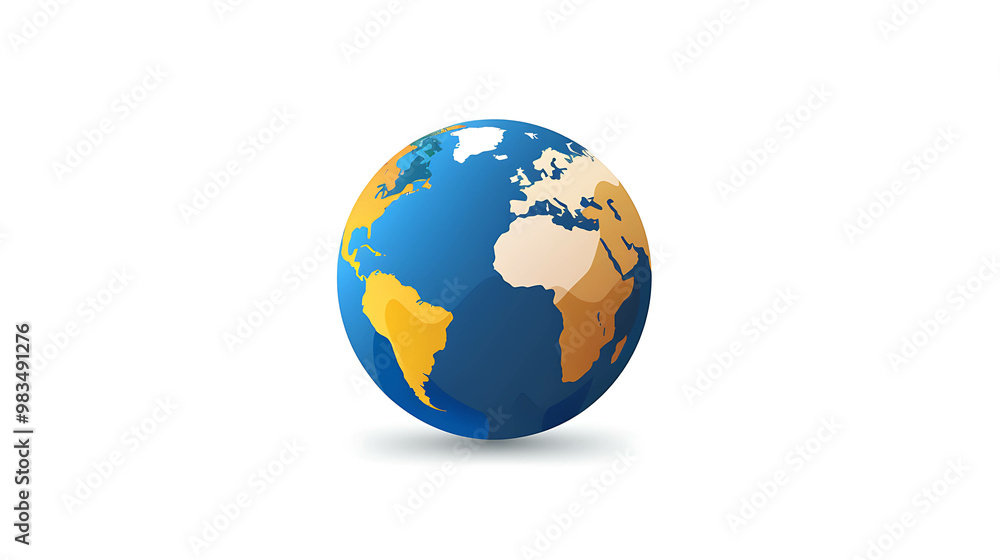 Fototapeta premium Simple illustration of the Earth on a white background.