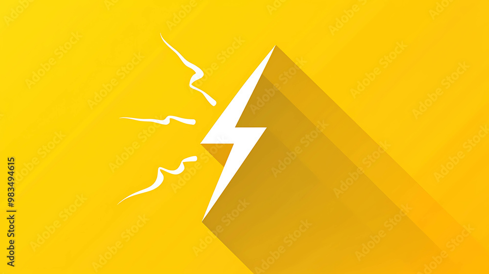 Simple yellow background with a white lightning bolt graphic and long shadow. Simple yellow background with a white lightning bolt graphic and long shadow.