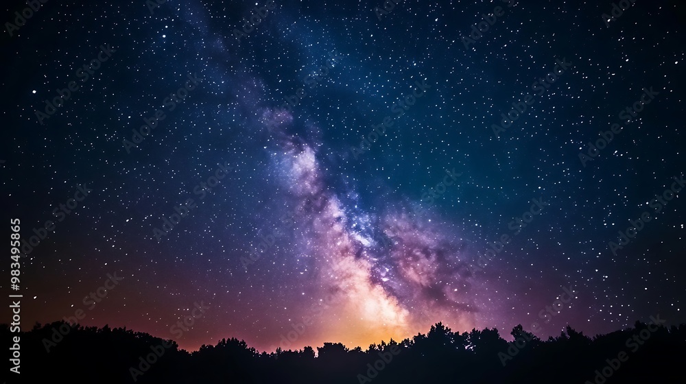 A stunning view of the Milky Way galaxy illuminated against a dark night sky. A stunning view of the Milky Way galaxy illuminated against a dark night sky.