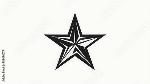 A black and white star on a white background.