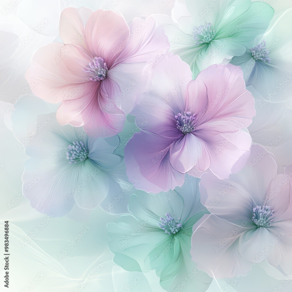 Soft Pastel Floral Background with Delicate Blossoms Soft Pastel Floral Background with Delicate Blossoms