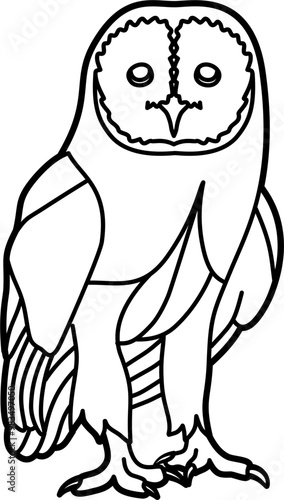 Owl bird coloring outline illustration vector