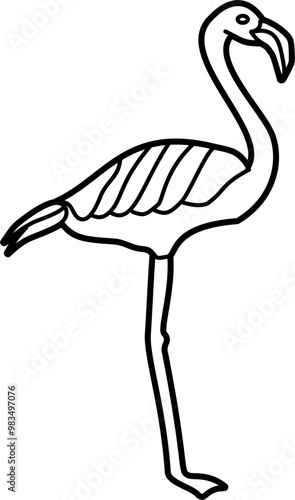 Flamingo bird coloring outline illustration vector