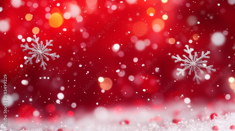 red bokeh with snowflakes background red bokeh with snowflakes background
