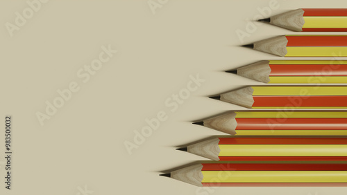 Many penciles lined up.