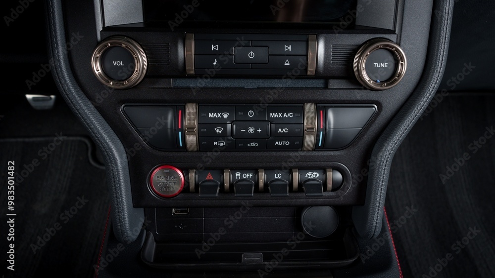 Screen and climate controls on a car Screen and climate controls on a car