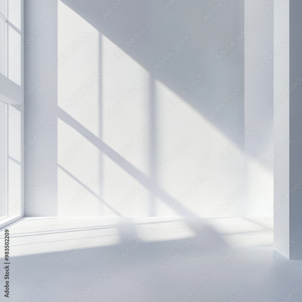 Obraz premium Bright Minimalist Interior with Soft Shadows and Light