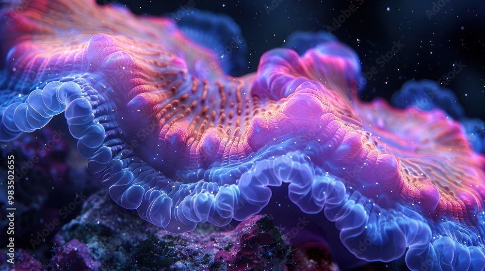 Vibrant multicolored violet-blue gradient abstract background featuring the intricate organic texture of hard brain coral. Perfect for nature-inspired designs, patterns, and ocean-themed visuals Vibrant multicolored violet-blue gradient abstract background featuring the intricate organic texture of hard brain coral. Perfect for nature-inspired designs, patterns, and ocean-themed visuals