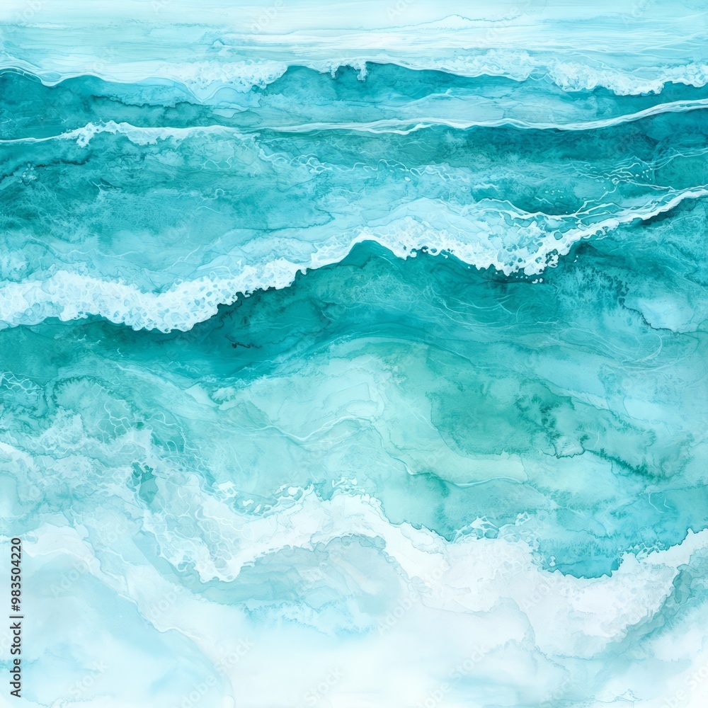 Serene Ocean Waves in Shades of Aqua and Turquoise Serene Ocean Waves in Shades of Aqua and Turquoise
