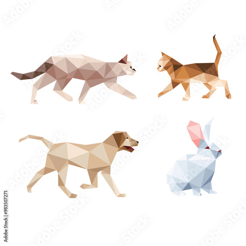 Sticker Animal Set in polygonal