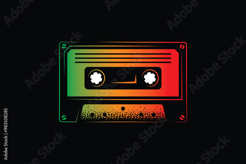 Audio cassette. Original vector illustration in vintage style. T-shirt design.