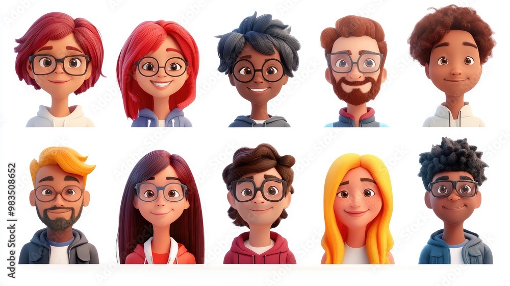 Smiling People Closeup Portrait Set Cute Cartoon Businessman Male and Female Avatars Multi-ethnic Man and Woman Faces Isolated on White Background Smiling People Closeup Portrait Set Cute Cartoon Businessman Male and Female Avatars Multi-ethnic Man and Woman Faces Isolated on White Background