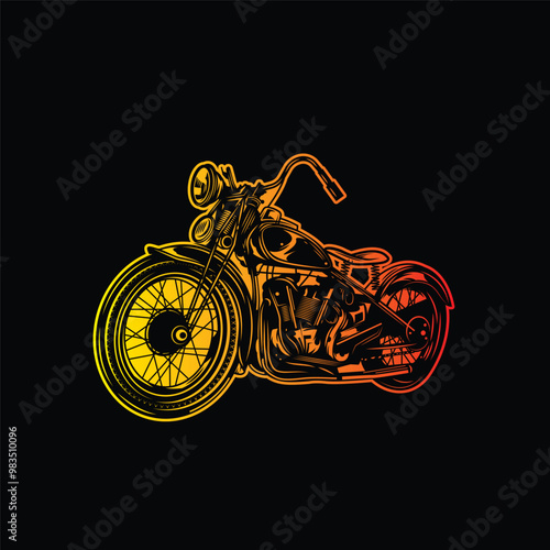 Classic vintage motorcycle. Original vector illustration in vintage style. photo