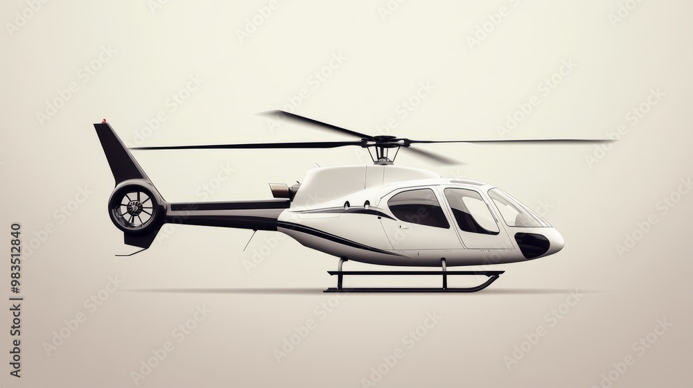 Modern Helicopter in Profile View with Minimalist Design Modern Helicopter in Profile View with Minimalist Design
