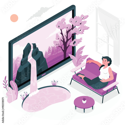 Nature on screen concept illustration design.