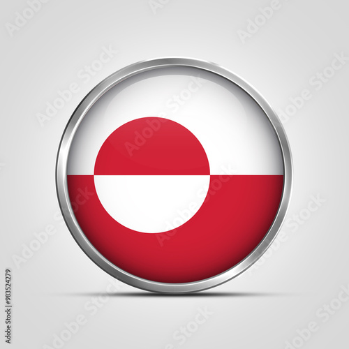 Free Download silver plate with glossy flag. Greenland flag stamp. made in stamp isolated in white background. royal, allegiance, symbol, minimal, vector, 3d, icon, illustration. - GFXLoad