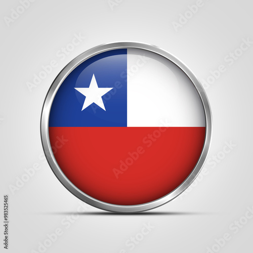 Free Download silver plate with glossy flag. Chile flag stamp. made in stamp isolated in white background. royal, allegiance, symbol, minimal, vector, 3d, icon, illustration. - GFXLoad