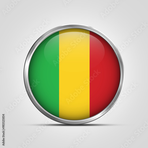 Free Download silver plate with glossy flag. Mali flag stamp. made in stamp isolated in white background. royal, allegiance, symbol, minimal, vector, 3d, icon, illustration. - GFXLoad