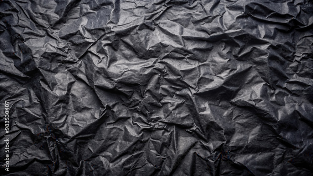 Crumpled wet black paper texture background with copy space for design projects Crumpled wet black paper texture background with copy space for design projects